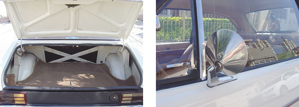 Embora compacto, o porta-malas do Polara era amplo / Pequeno retrovisor tinha mais uma função estética do que de segurança